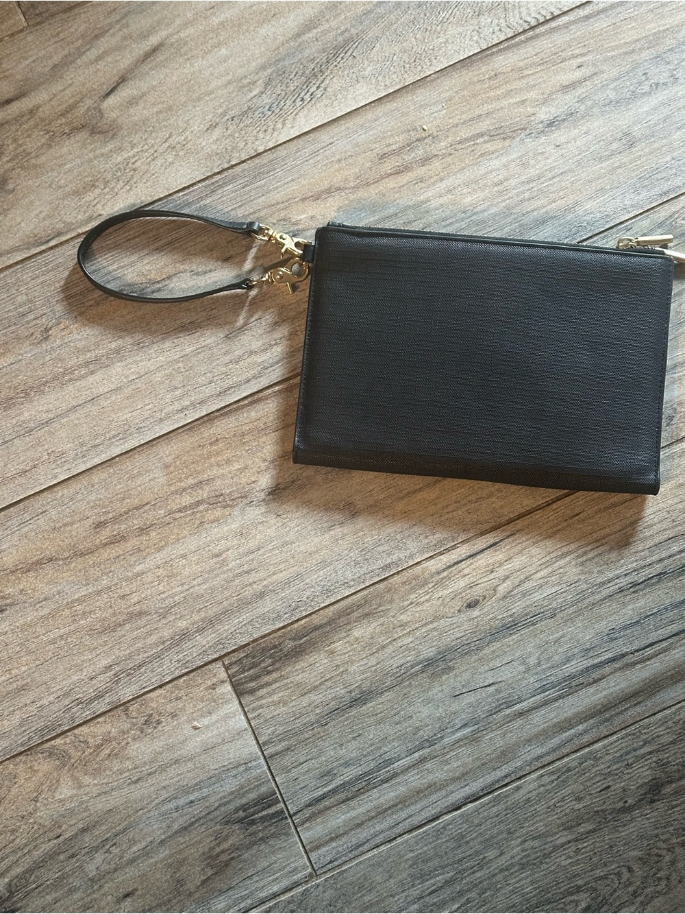 Dagne Dover Black Leather Wristlet Clutch
